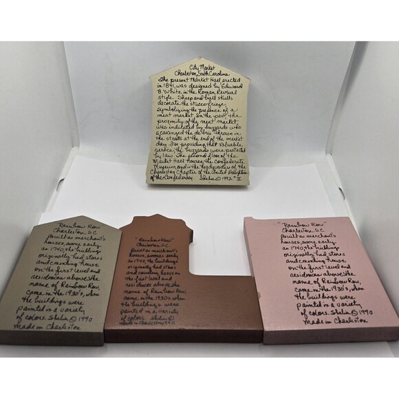 VTG 1990' & 92' Shelia’s Collectibles Rainbow Row Charleston SC 4 Pieces Signed - Picture 7 of 12